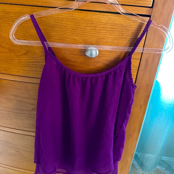 MUDD Jrs,S,plum delicate tank top,two flowy layers, sparkle on fabric,good shape - Picture 2 of 7